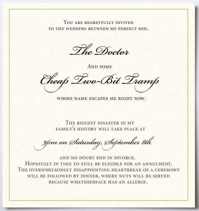 Jewish mother's wedding invitation Submitted by Jay Long Island NY